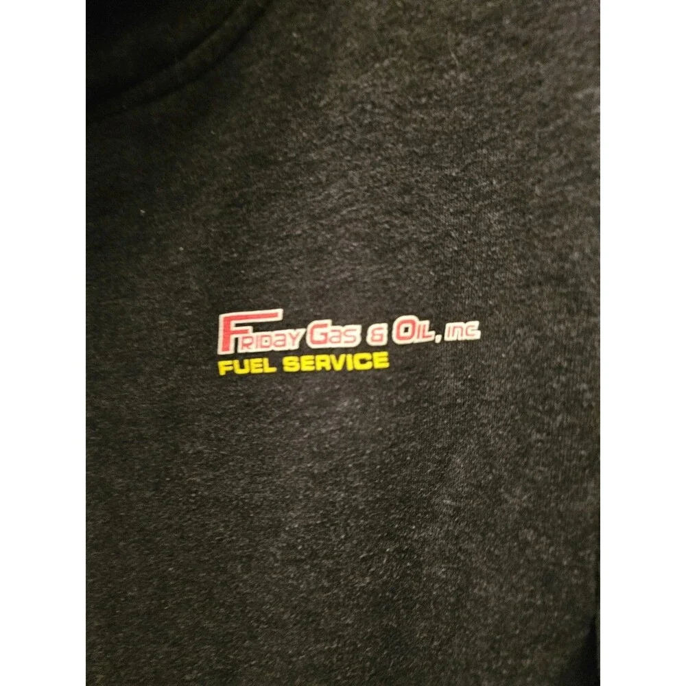 District Friday Gas and Oil Fleece Sweatshirt Hooded Mens Grey Large - Picture 5 of 11